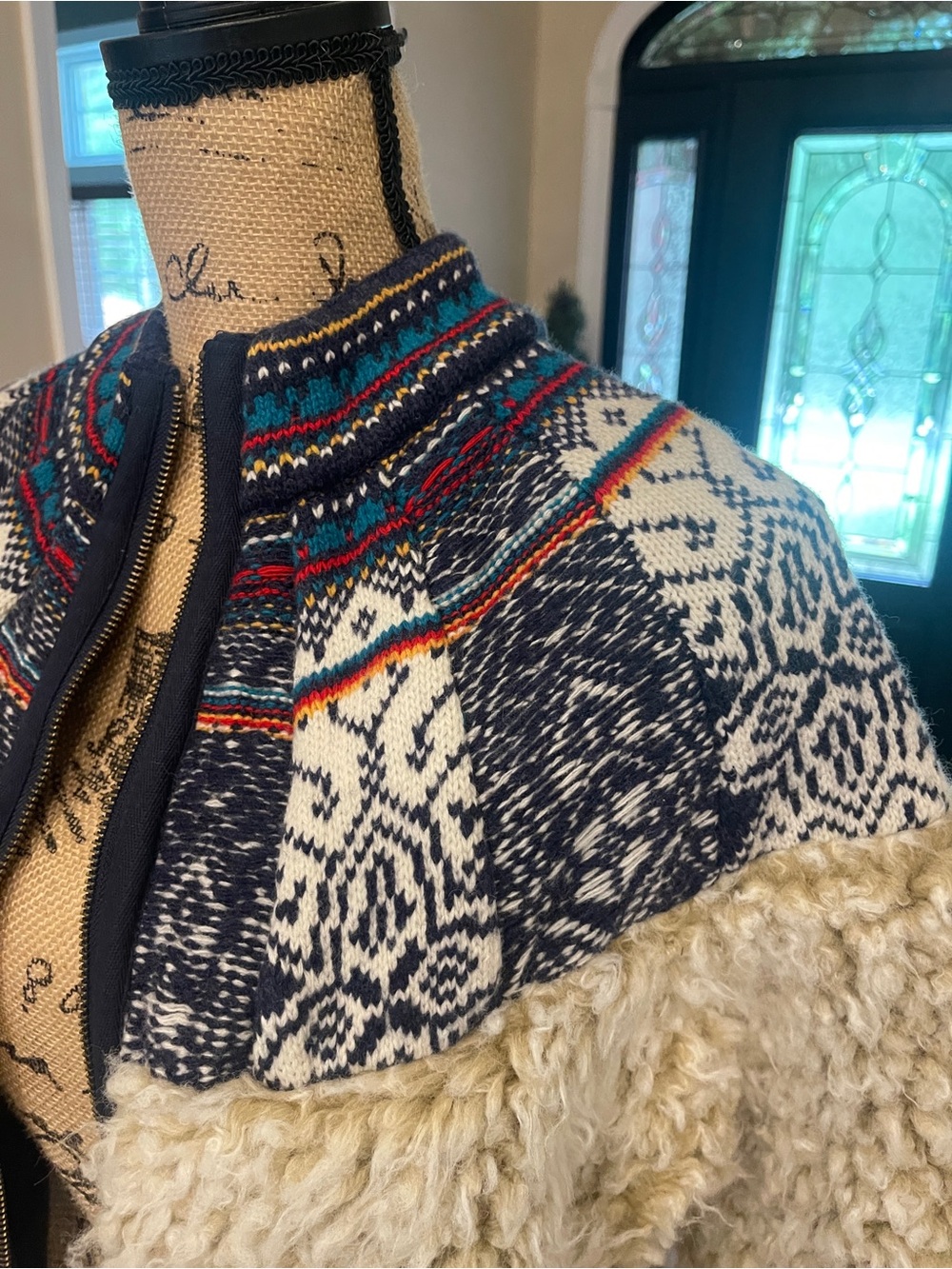 ANTHROPOLOGIE Pilcro Longline Sherpa Aztec Bomber Jacket Medium NEW NWT - Picture 6 of 12